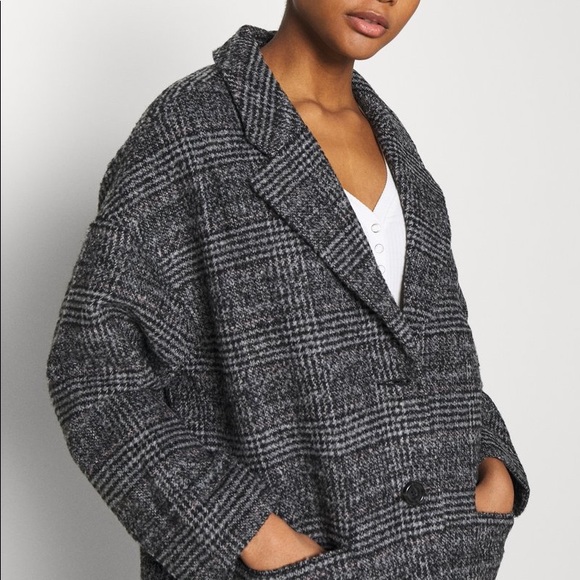 New Levi’s Wool Plaid Design Cocoon Classic Relaxed Fit Coat - Picture 6 of 14